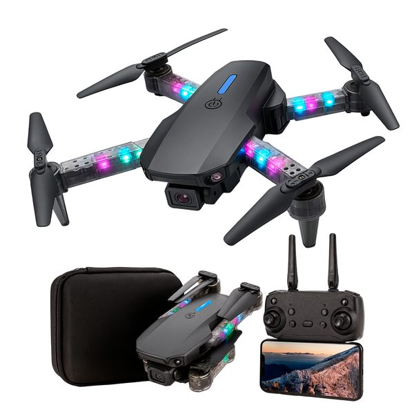 Drone E99 DMax WIFI con Doble Camara 4K Luz RGB incluye Estuche y Repuestos
