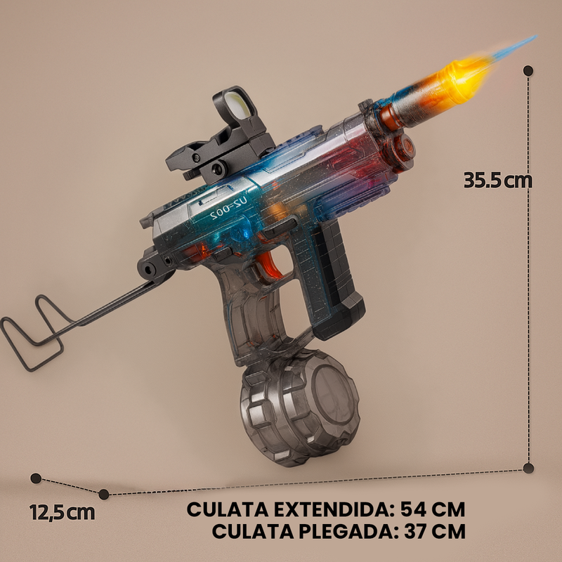Pistola De Agua Recargable Uzi Luces Rgb Electrica Juguete