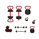 Set Pesas 30kg Convertible A Barra Y Pesa Rusa Mancuernas