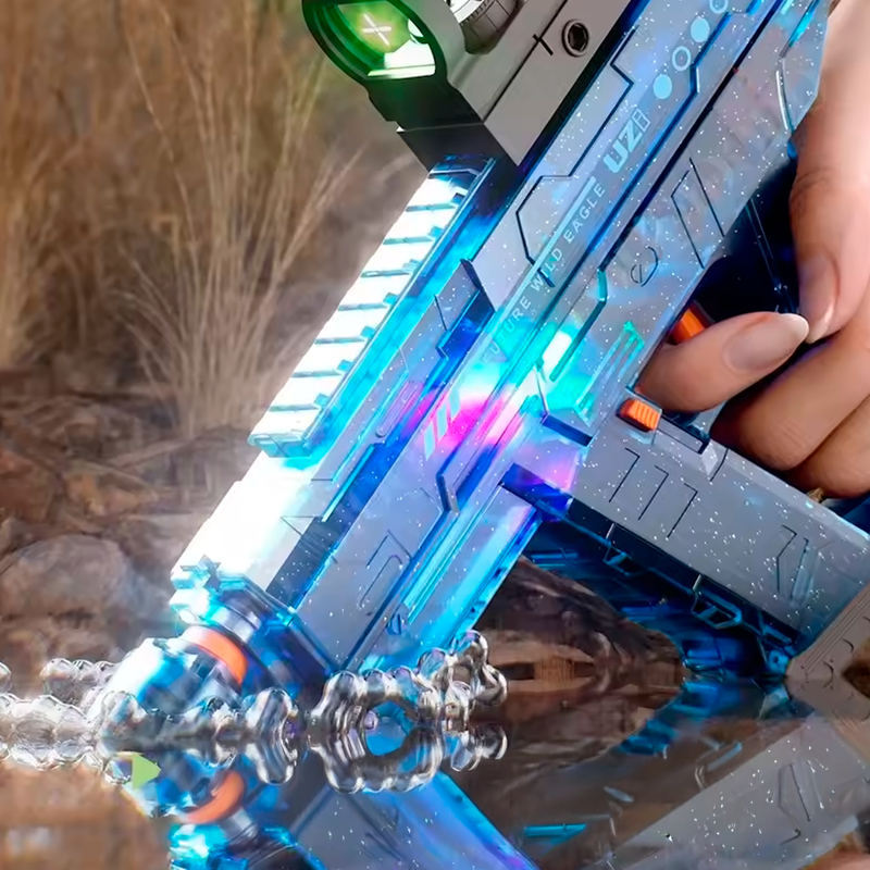 Pistola De Agua Recargable Uzi Luces Rgb Electrica Juguete