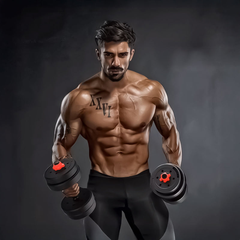 Set Pesas 30kg Convertible A Barra Y Pesa Rusa Mancuernas