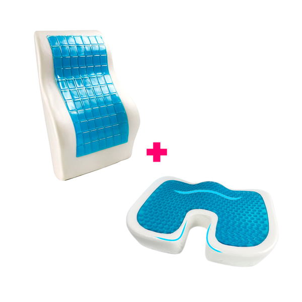 Cojin para Asiento + Respaldar Lumbar - Material Memory Foam con Gel Tech