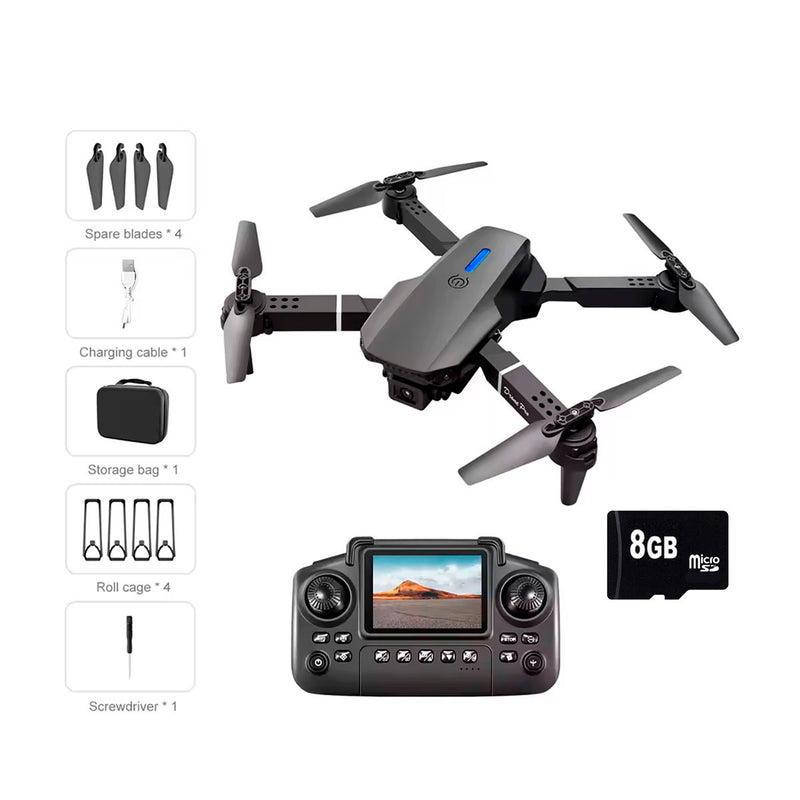 Drone E88 Con Pantalla Control Remoto + WiFi Doble Camara + Estuche