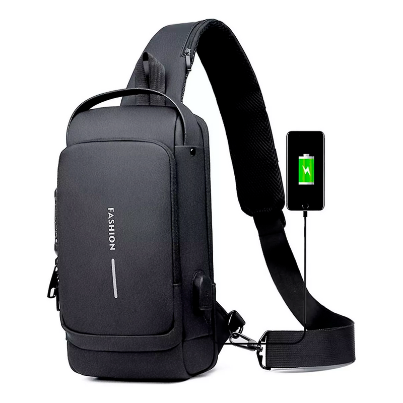 Mochila Antirrobo - Pechera Morral con Clave Impermeable Con puerto USB