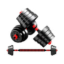 Set Pesas 30kg Convertible A Barra Y Pesa Rusa Mancuernas