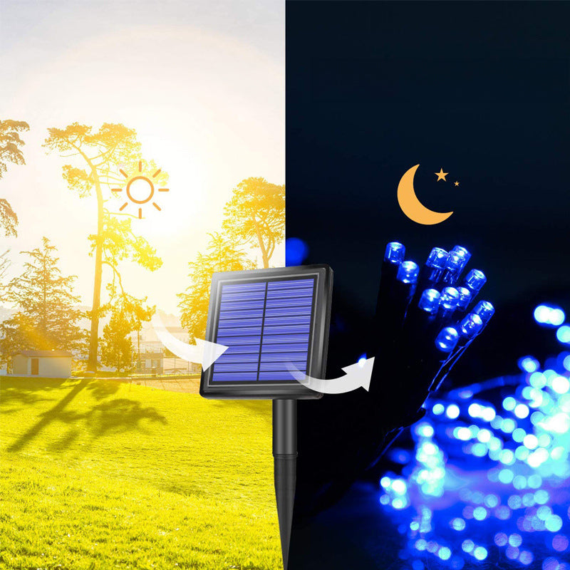 Tira De 200 Luces Led Navideñas Multicolor Panel Solar 20 metros