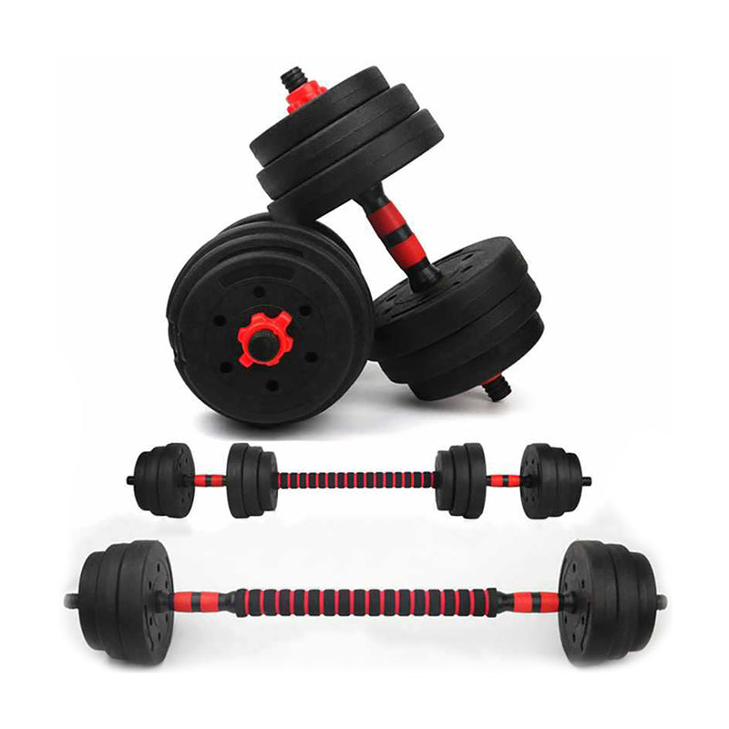 Set Pesas 30kg Convertible A Barra Y Pesa Rusa Mancuernas