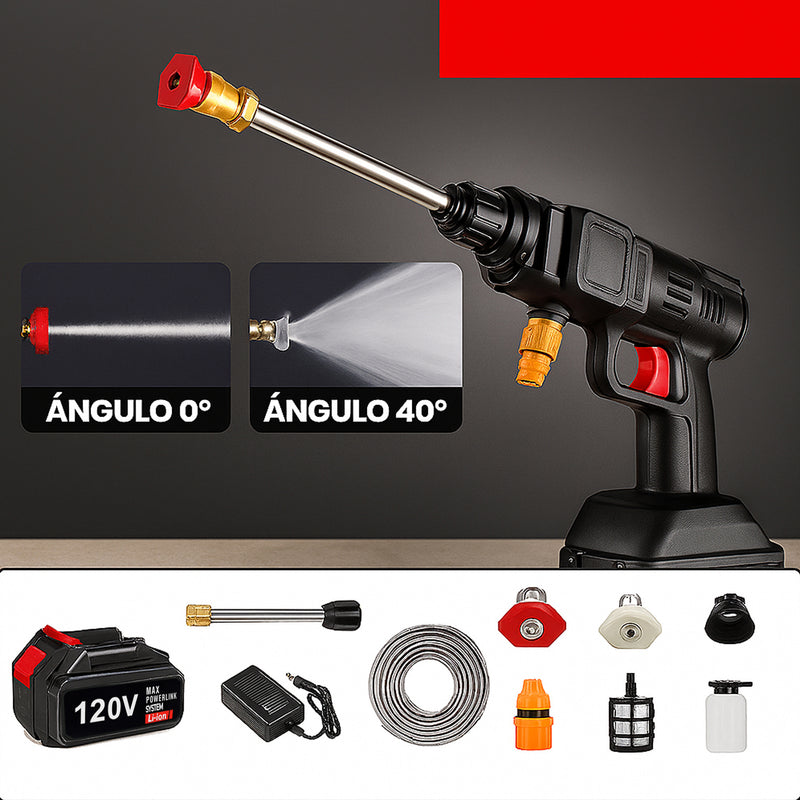 Pistola de Agua   Inalambrica - Hidrolavadora para Auto o Camioneta con Batería Recargable 120v Reales