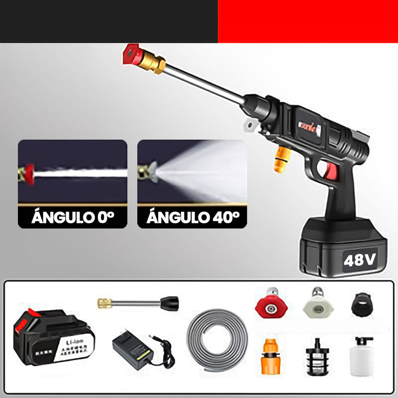 Pistola de Agua  Inalambrica - Hidrolavadora para Auto o Camioneta con Batería Recargable 48V Reales