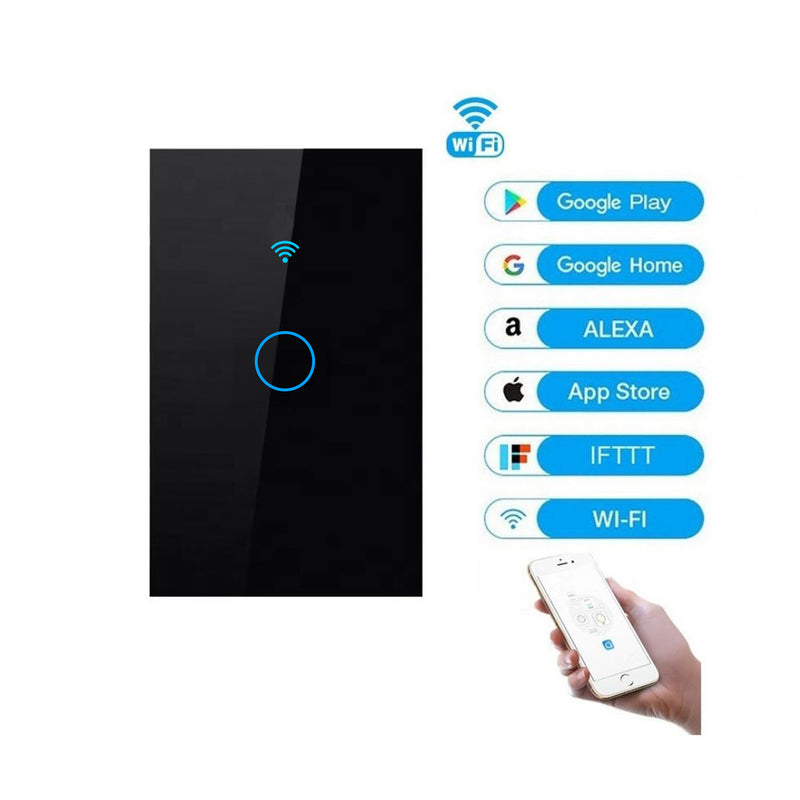 Interruptor de Pared WiFi  1 Toma - Sin Neutro - Incluye Capacitor - Alexa y Google