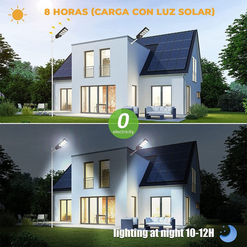 Lampara Poste Solar Alumbrado Publico 200W 600 Leds