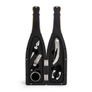 Set para botellas de vino -  Sacacorcho, vertedor, tapón, anillo antigoteo y cortador de papel aluminio.
