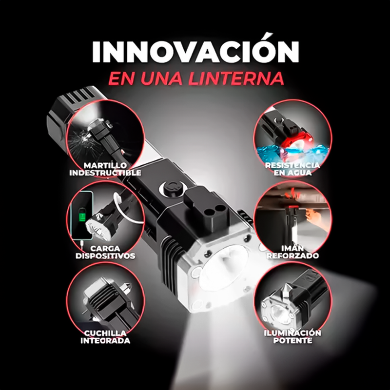 Linterna Martillo Recargable Usb Potente Luz Power Bank