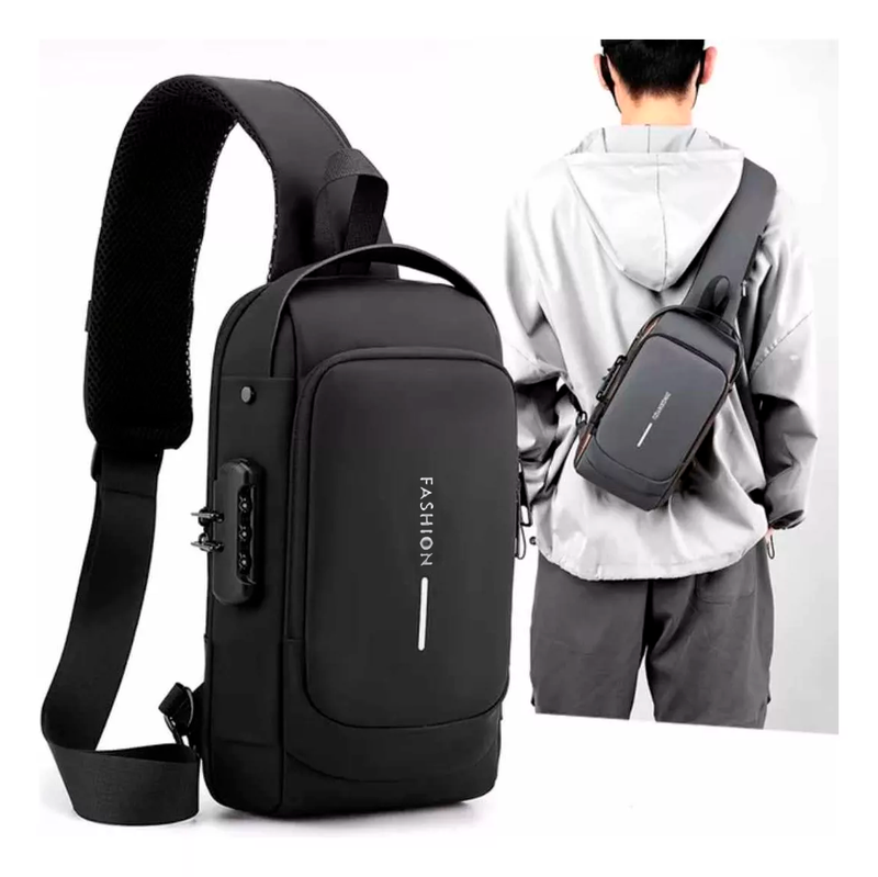 Mochila Antirrobo - Pechera Morral con Clave Impermeable Con puerto USB