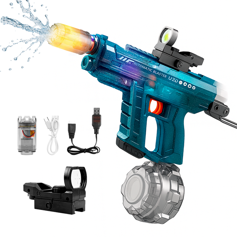 Pistola De Agua Recargable Uzi Luces Rgb Electrica Juguete