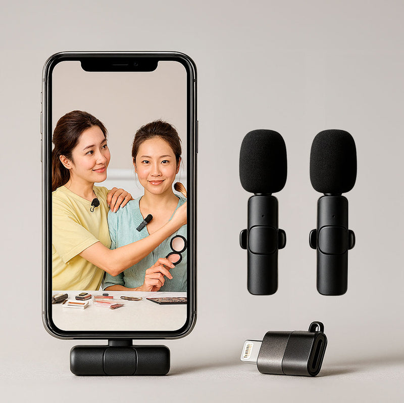 Microfono Inalambrico M20 de Solapa Dual Para Celulares iPhone O Tipo C 2 En 1