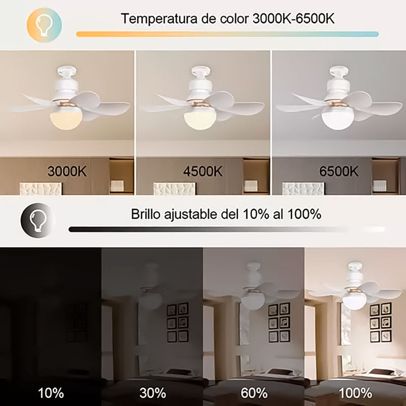 Foco LED Ventilador de Techo Control Remoto Luz Cálida Fría 40W 3 velocidades