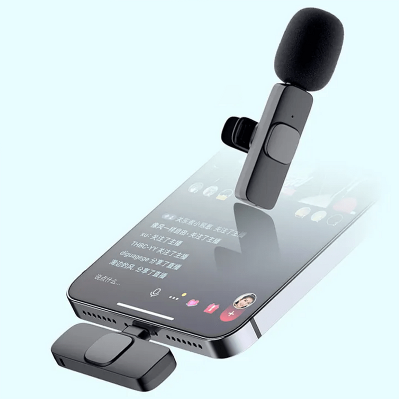 Microfono Inalambrico M20 de Solapa Dual Para Celulares iPhone O Tipo C 2 En 1
