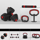 Set Pesas 30kg Convertible A Barra Y Pesa Rusa Mancuernas