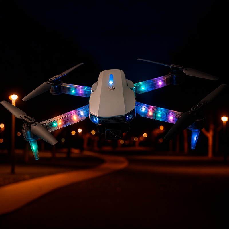 Drone E99 DMax WIFI con Doble Camara 4K Luz RGB incluye Estuche y Repuestos