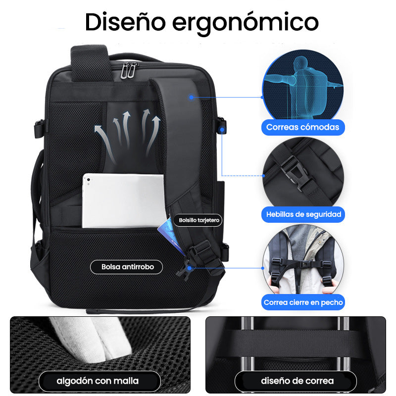 Mochila de Viaje Expandible Equipaje de Mano Laptop MOD16