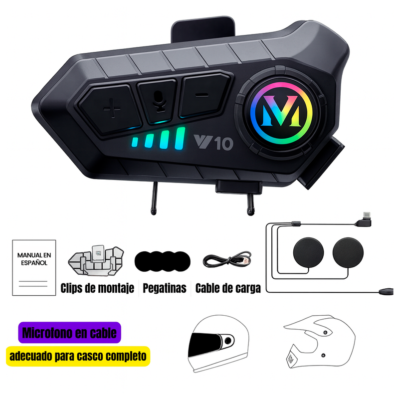 Auricular Audifono Micrófono Bluetooth Para Casco Moto Handsfree