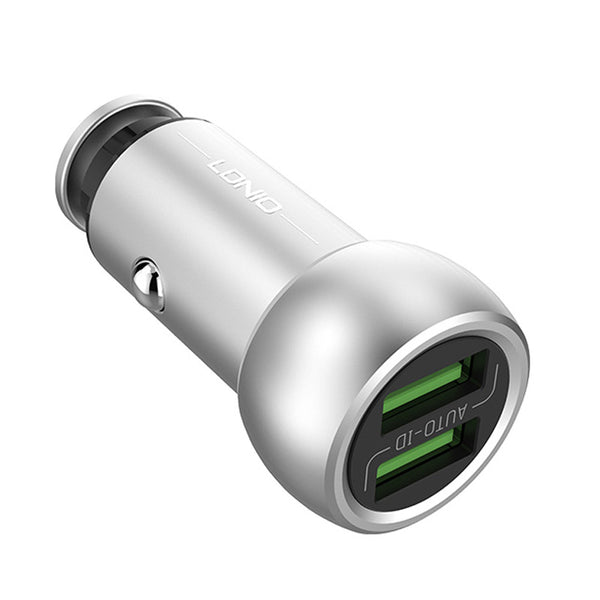 Cargador Para Auto LDNIO C401 con 2 puertos USB 3.6A Carga Rapida + Cable Micro USB Tipo C