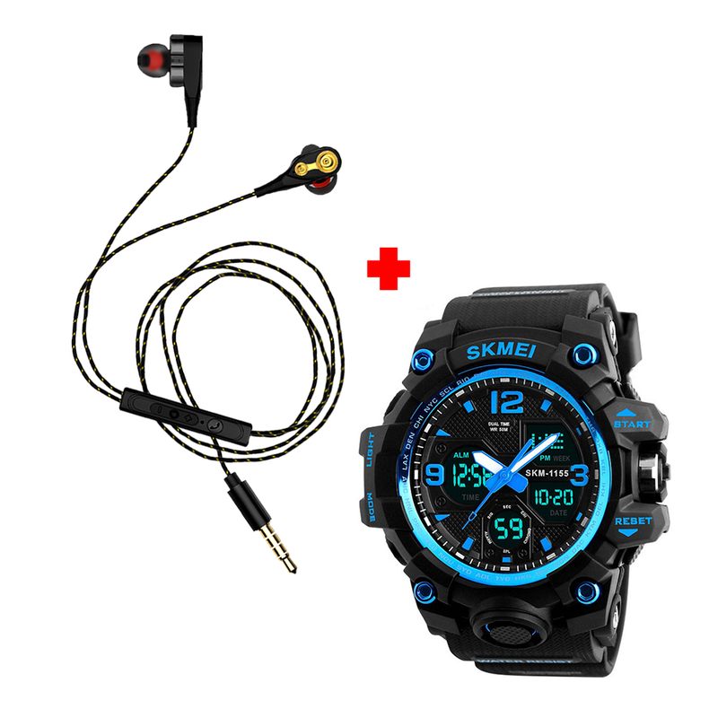 Reloj Dual SKMEI 1155 + Handsfree de Doble Bocina