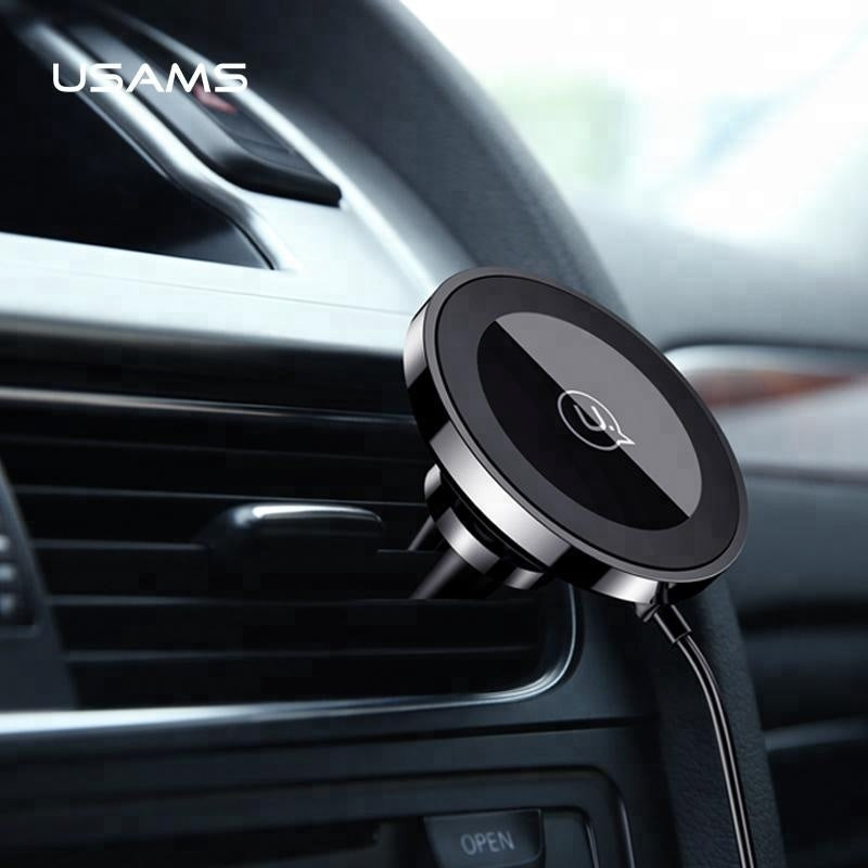 Cargador Inalambrico USAMS  US-CD44 Para Auto 2 en 1 con Holder Magnetico