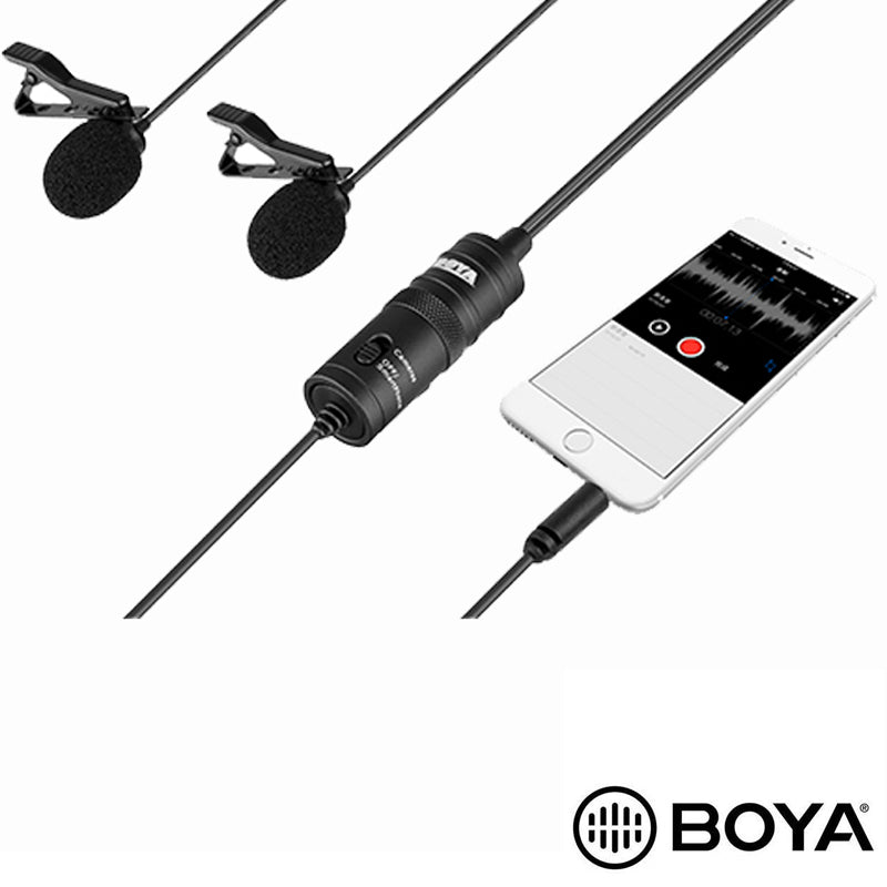 Microfono Solapero BOYA BY-M1DM Doble Para Camaras, Smartphones, Grabadores , PC