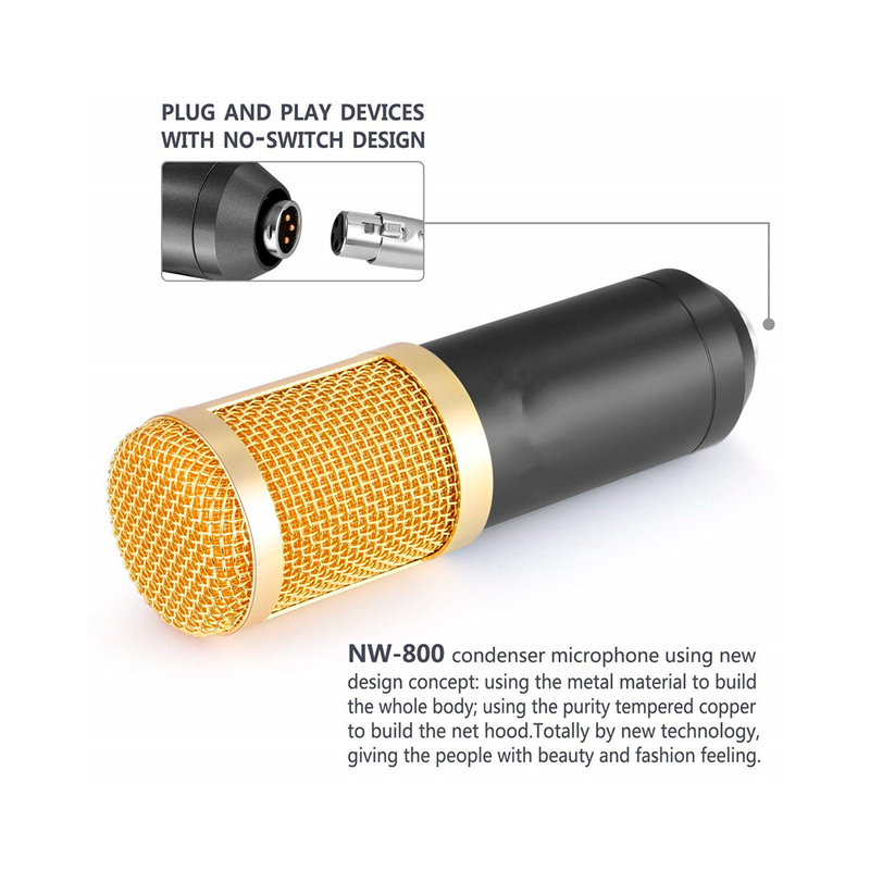 Micrófono Profesional BM-800 para Estudio Condensador Antipop