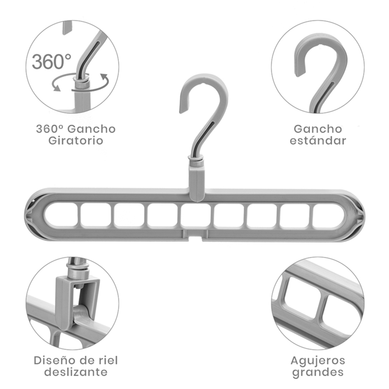 Pack: 4 Unidades de Colgador de Ropa Giratorio Mágico