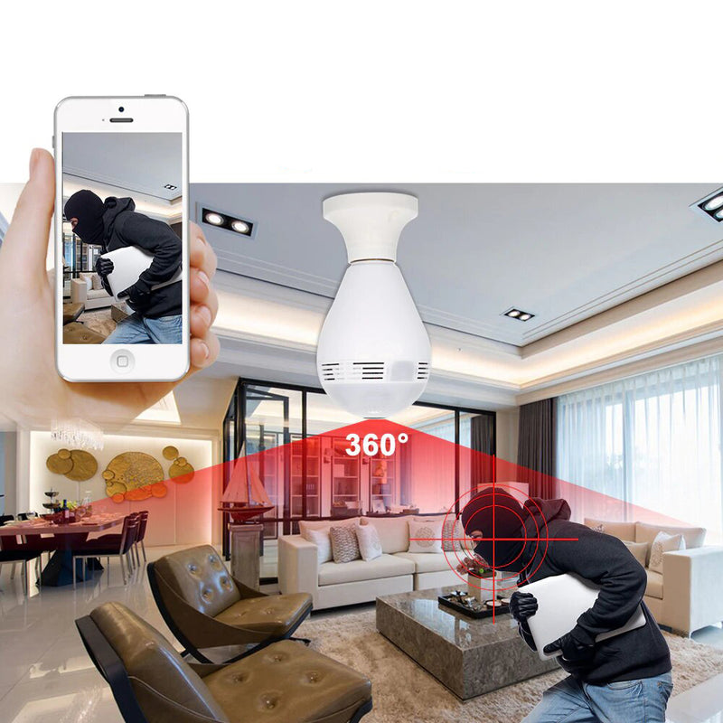 Foco Led Smart con Camara de Vigilancia 360º IP  HD  con WiFi - Vision Nocturna - Deteccion de Movimiento