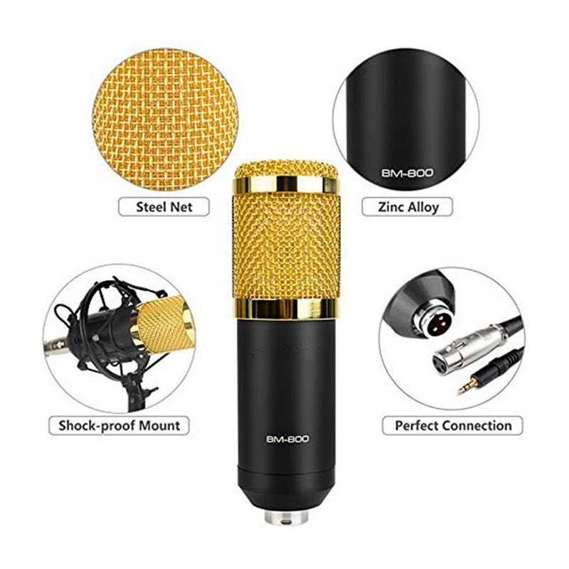 Micrófono Profesional BM-800 para Estudio Condensador Antipop