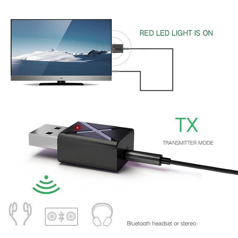 Transmisor Bluetooth 5.0 con Conexion Auxiliar para TV PC Radio