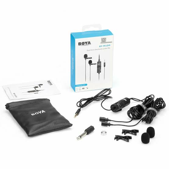Microfono Solapero BOYA BY-M1DM Doble Para Camaras, Smartphones, Grabadores , PC