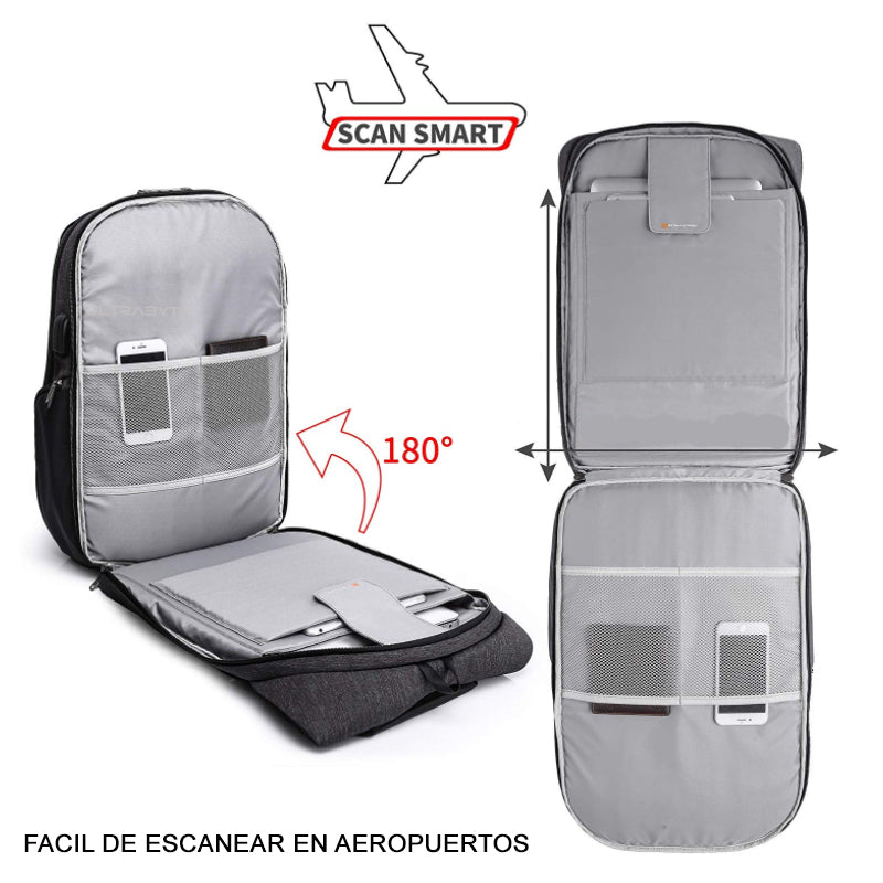 Mochila Anti Robo ULTRABYTE MOD13 Para Laptop con Puerto De Carga Usb, Puerto para Audifonos 3,5mm y Candado