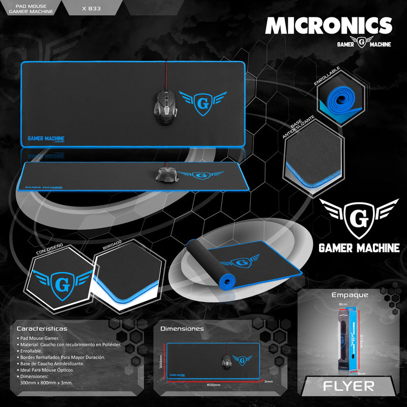 Mouse PAD Gamer Micronics X833 30x80cm