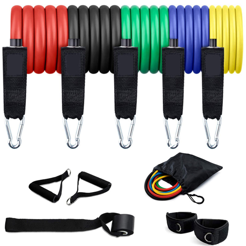 Bandas de Resistencia + Set deportivo (Incluye: soga, rueda abdominal, mancuernas para planchas, ejercitador de manos)