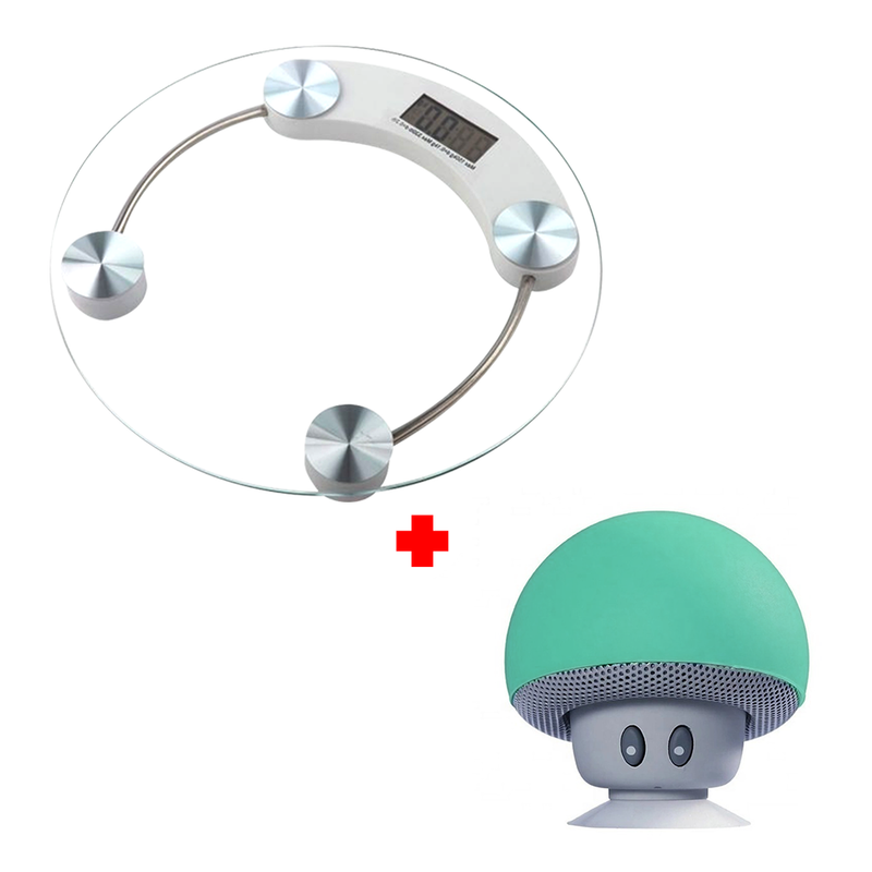 Balanza Digital de Vidrio + Parlante Bluetooth Honguito