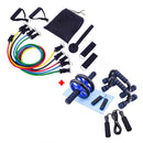 Bandas de Resistencia + Set deportivo (Incluye: soga, rueda abdominal, mancuernas para planchas, ejercitador de manos)